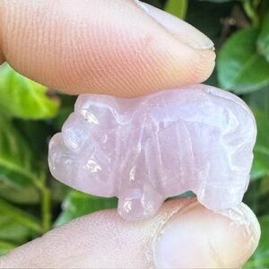 Lot of 5 Rose Quartz & Amazonite Mini Pigs Figurines. Natural Quartz Animals